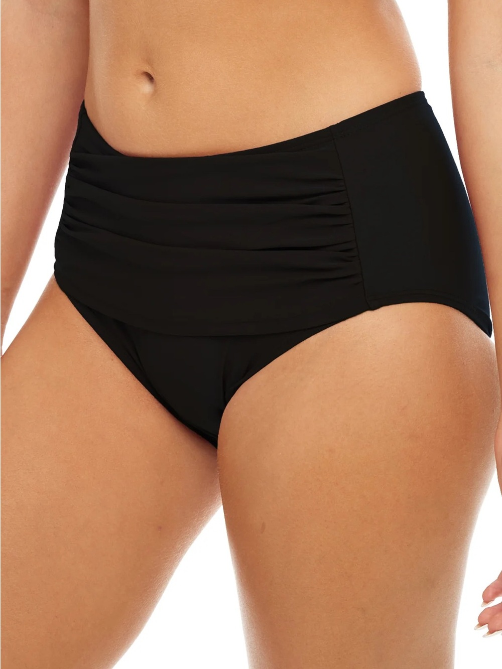 🖤 H2oh! | Black High-Waist Ruched Retro Bikini Bottom | size S